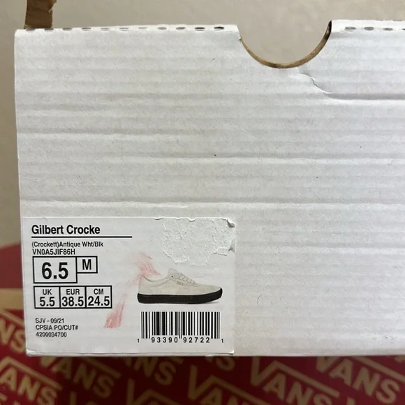 Vans Gilbert Crockett Antique white black men’s size 6.5